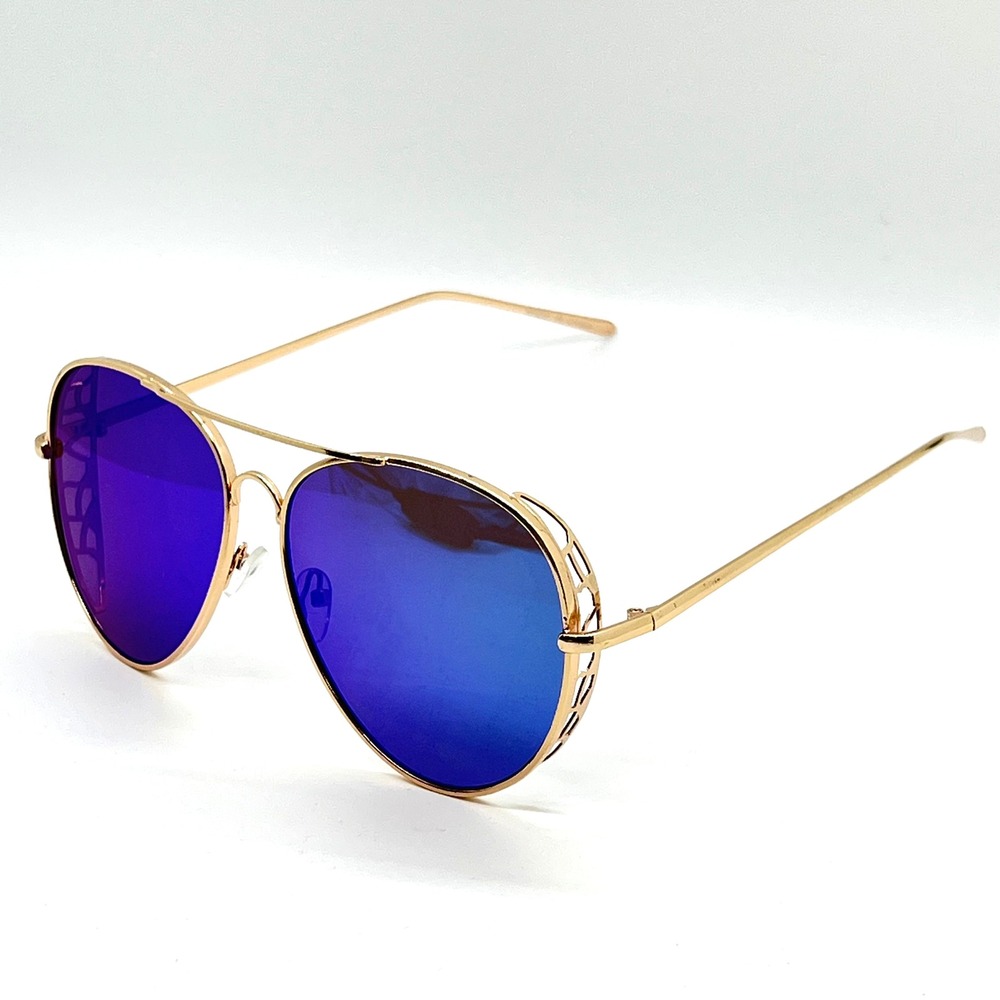 Aviator Sunglasses Green Mirrored Lens Gold Frame Fashion Sun Glasses Retro New